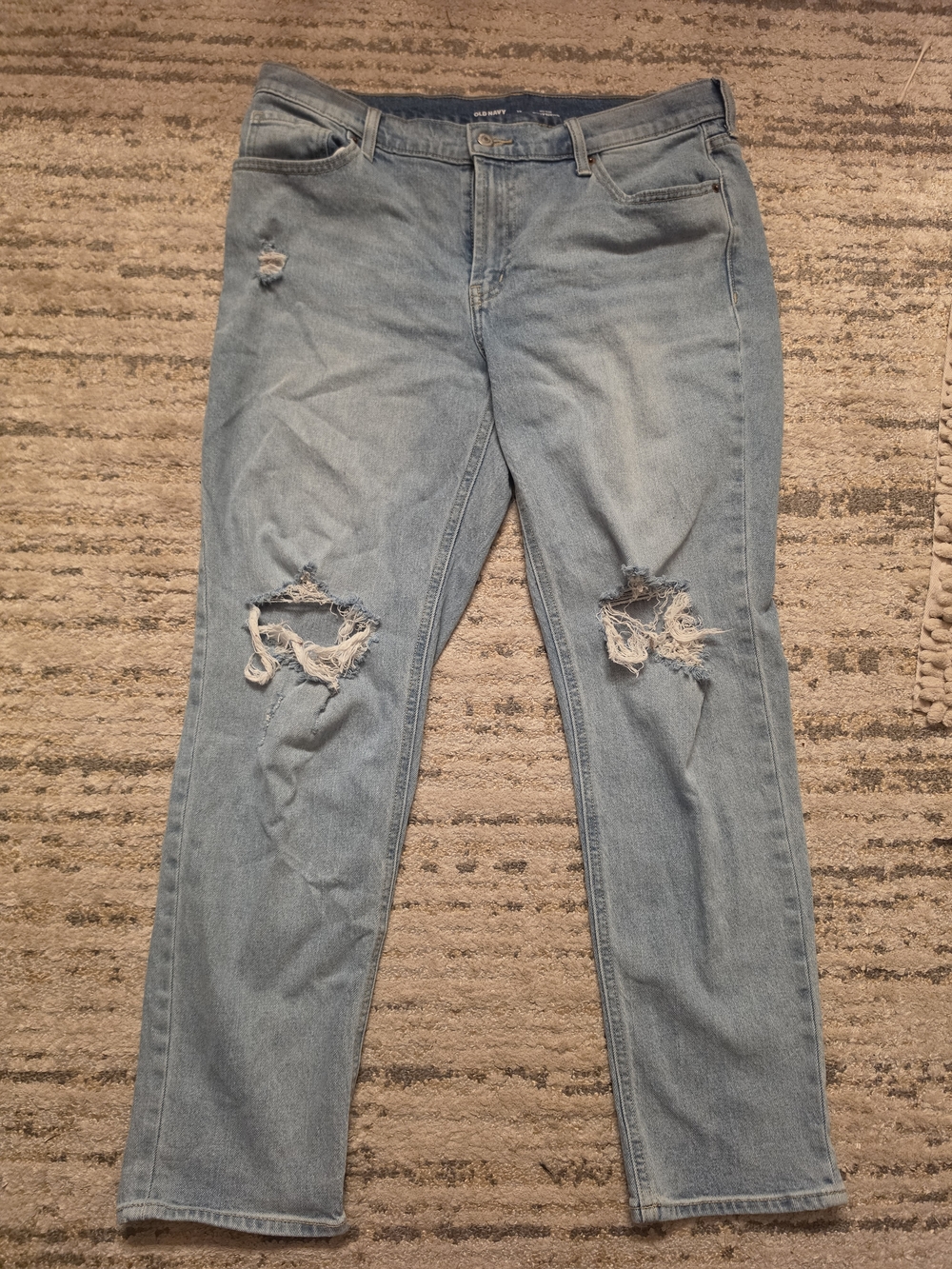Old Navy Light Blue Boyfriend Jeans with Knee Rips